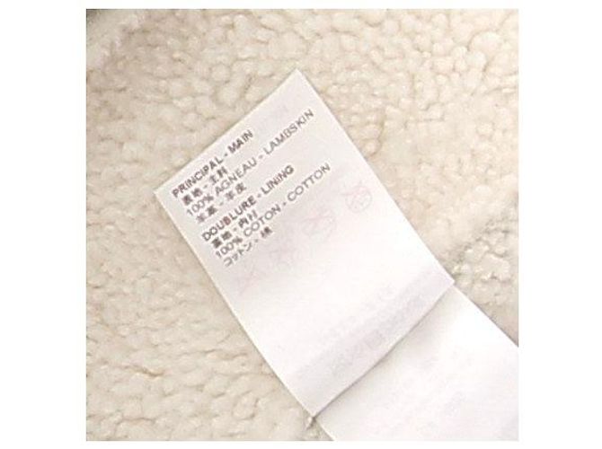 Giacca in pelle Louis Vuitton crema con colletto nero Beige - vista 6