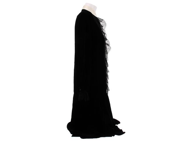 Christian Dior Langes Kleid aus schwarzem Samt - Ansicht 3