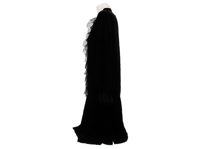 Christian Dior Langes Kleid aus schwarzem Samt - Ansicht 4