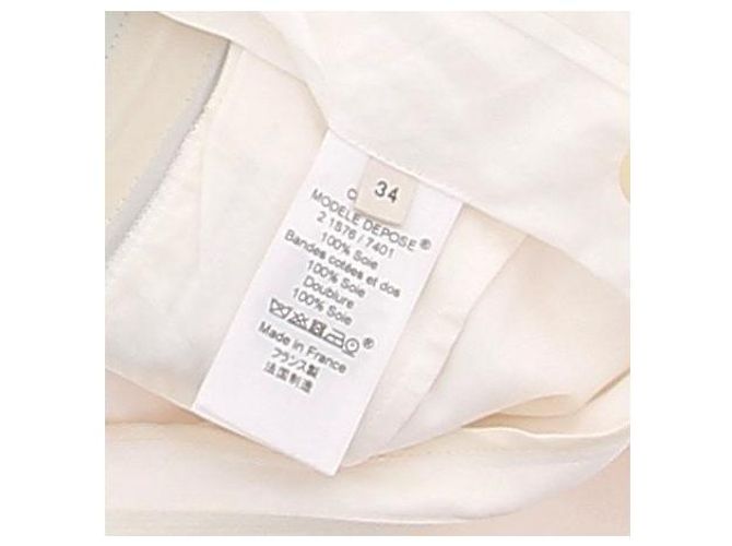 Céline Cremefarbene Hose mit mehrfarbigem Streifen aus Seide - Ansicht 6