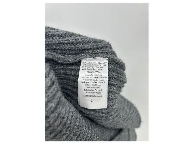Autre Marque Grauer Pullover aus Alpaka und Wolle - Ansicht 4