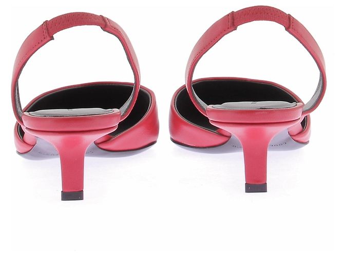 Autre Marque Rote Leder-Slingbacks - Ansicht 5