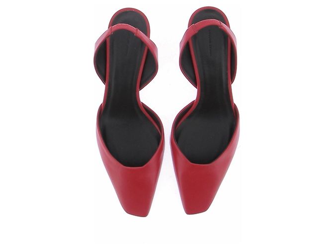 Autre Marque Rote Leder-Slingbacks - Ansicht 6