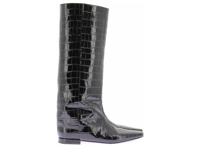 Autre Marque Botas "Ellie" negras de cuero efecto cocodrilo Negro - vista 2