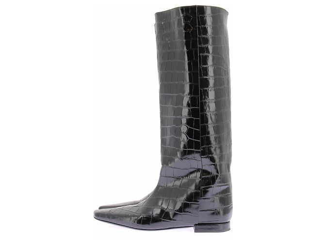 Autre Marque Botas "Ellie" negras de cuero efecto cocodrilo Negro - vista 3