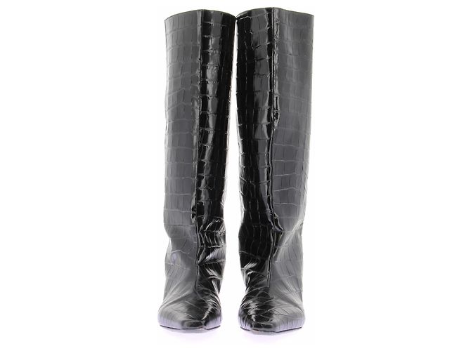 Autre Marque Botas "Ellie" negras de cuero efecto cocodrilo Negro - vista 4