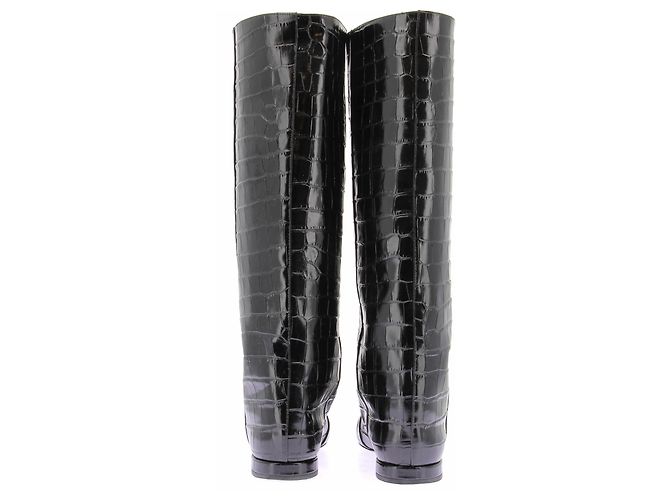 Autre Marque Botas "Ellie" negras de cuero efecto cocodrilo Negro - vista 5