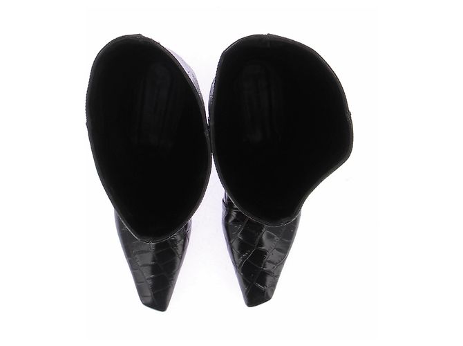 Autre Marque Botas "Ellie" negras de cuero efecto cocodrilo Negro - vista 6