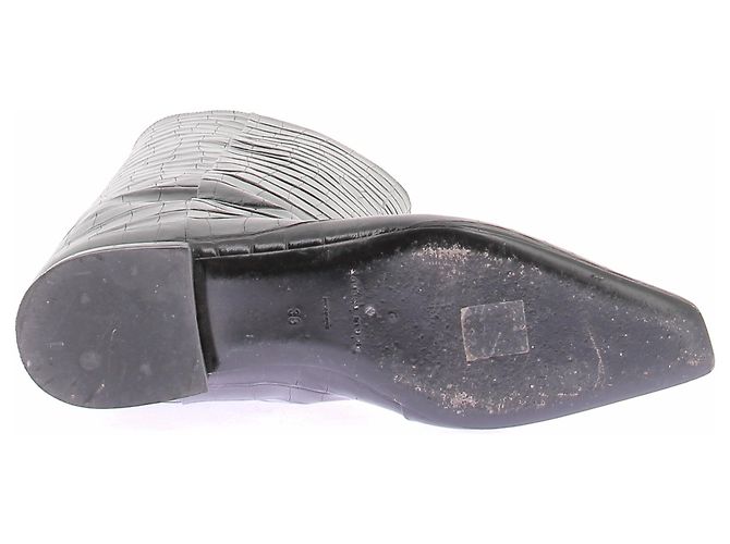 Autre Marque Botas "Ellie" negras de cuero efecto cocodrilo Negro - vista 7