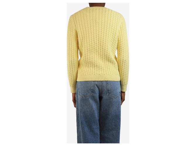 Alessandra Rich Cárdigan amarillo de punto trenzado - talla UK 6 - vista 2