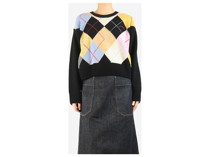 Ganni Pull court argyle noir - taille S - vue 3