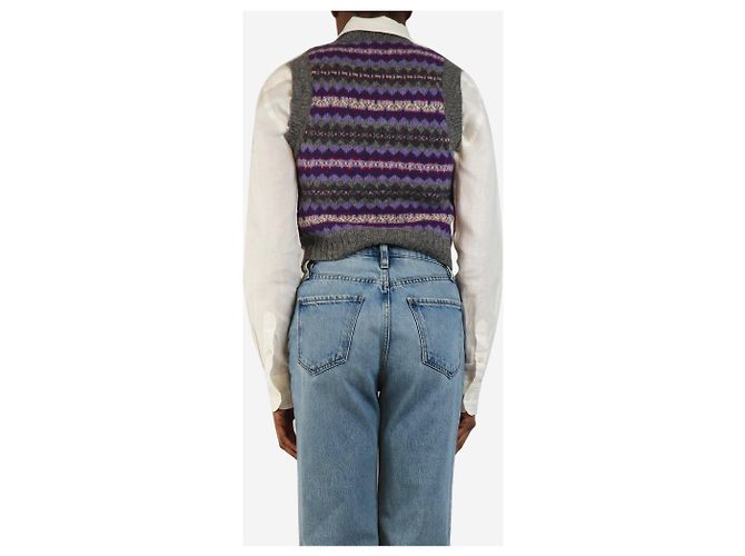 Acne Grau und lila Korina Fair Isle Strickweste - Größe XS - Ansicht 2
