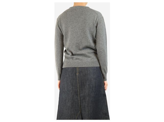 Theory Suéter de cashmere cinza com decote em V - tamanho S - vista 2