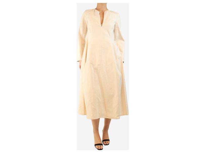 Studio Nicholson Creme Midi-Kleid mit langen Ärmeln - Größe UK 12 Roh - Ansicht 3