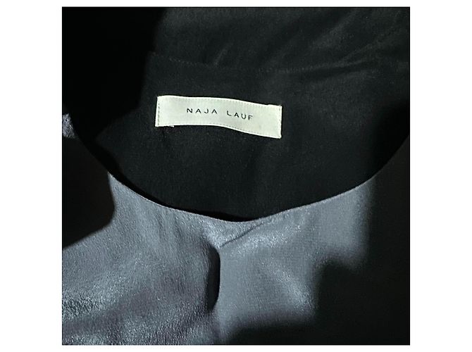 Autre Marque Naja Lauf Seiden Midi Kleid schwarz grau - Ansicht 3