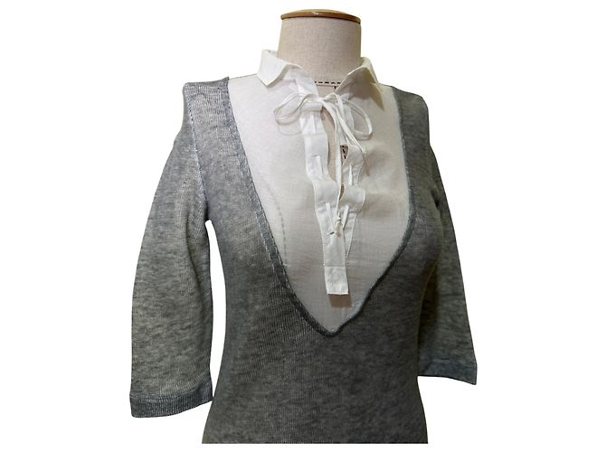 Autre Marque Top de lino Brebis Noir Gris Blanco - vista 2