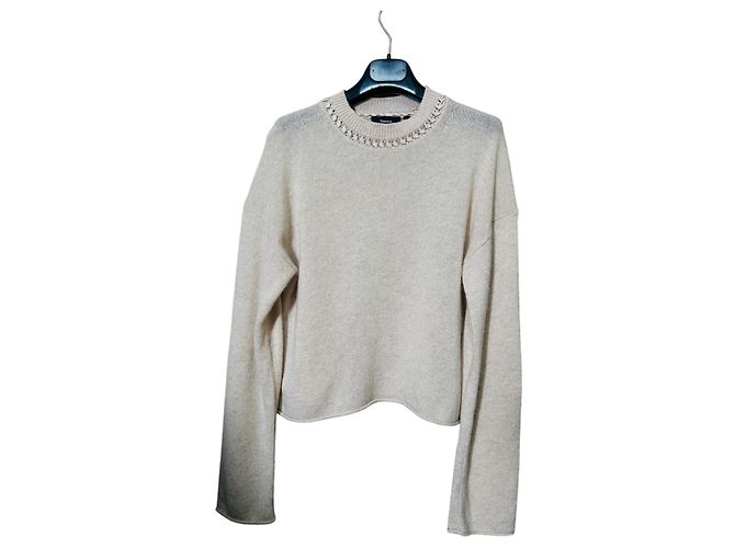 Suéter Theory de cashmere e seda bege - vista 3