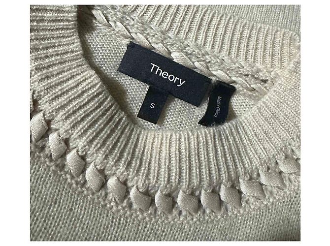 Suéter Theory de cashmere e seda bege - vista 4