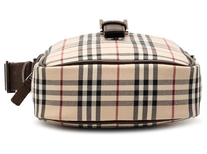 Borsa a tracolla in tela check beige Burberry - vista 3