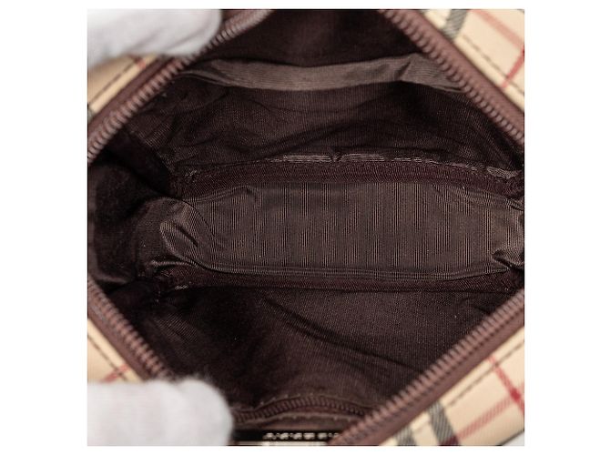 Borsa a tracolla in tela check beige Burberry - vista 4