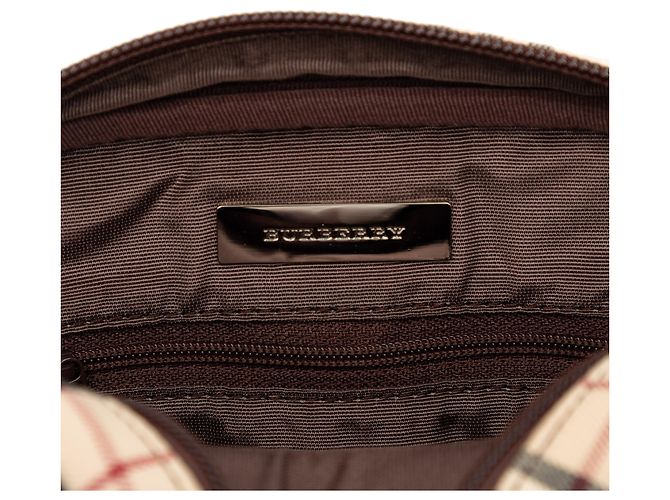 Borsa a tracolla in tela check beige Burberry - vista 5