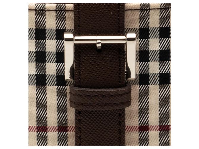 Borsa a tracolla in tela check beige Burberry - vista 6