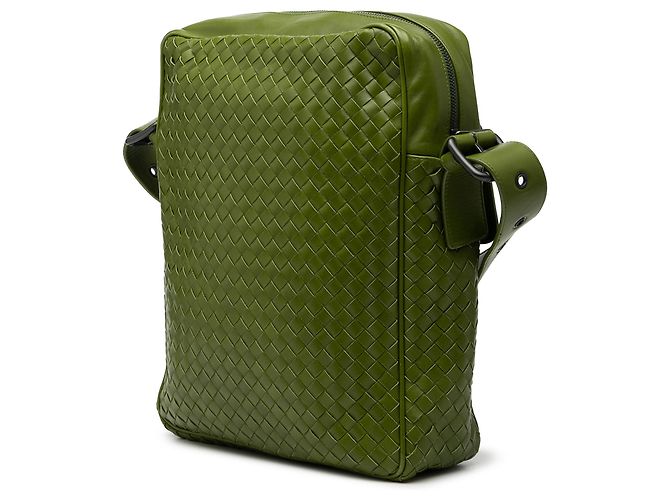 Borsa a tracolla in nappa intrecciato verde Bottega Veneta - vista 2