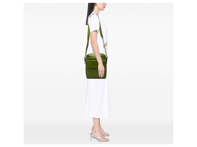 Borsa a tracolla in nappa intrecciato verde Bottega Veneta - vista 7
