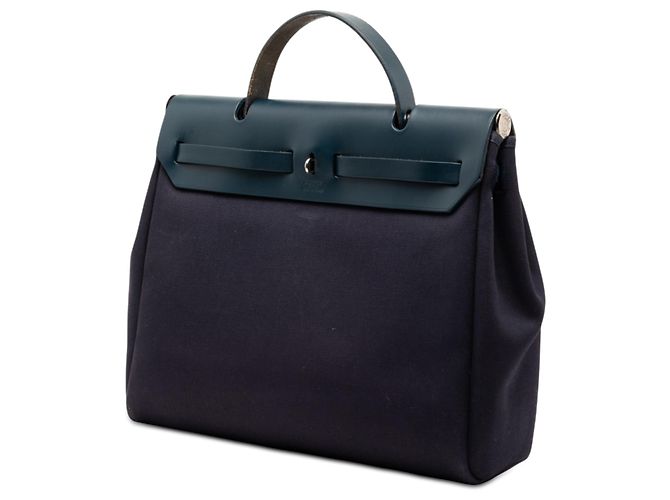 Hermès Blue Toile Herbag MM Blu navy - vista 2