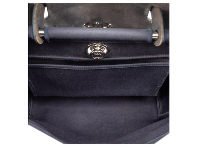 Hermès Blue Toile Herbag MM Blu navy - vista 4
