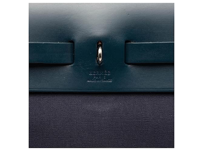 Hermès Blue Toile Herbag MM Blu navy - vista 6