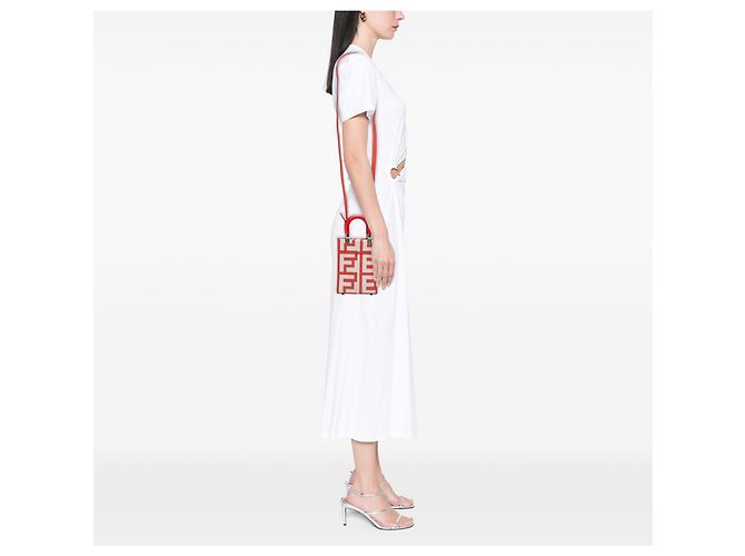 Fendi Mini Borsa Sunshine Shopper in Pelle Bianca Marc Jacobs Bianco - vista 11