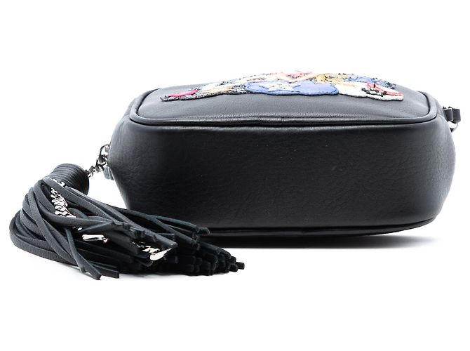 Borsa a tracolla mini in nappa nera ricamata Love di Saint Laurent Nero - vista 3