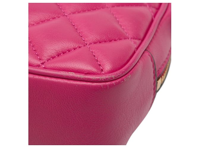 Versace La Medusa Kamera Tasche aus rosa gestepptem Lammleder Pink - Ansicht 10
