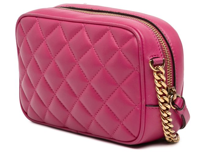 Versace La Medusa Kamera Tasche aus rosa gestepptem Lammleder Pink - Ansicht 2