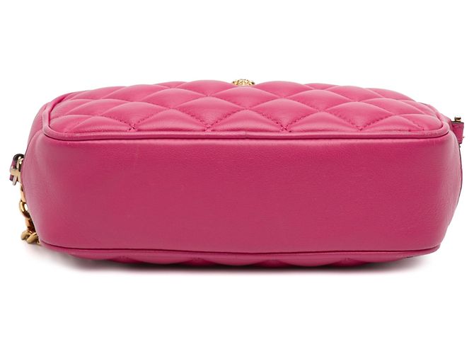 Versace La Medusa Kamera Tasche aus rosa gestepptem Lammleder Pink - Ansicht 3