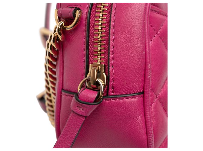 Versace La Medusa Kamera Tasche aus rosa gestepptem Lammleder Pink - Ansicht 7