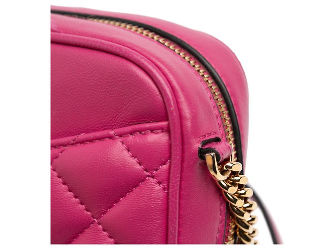 Versace La Medusa Kamera Tasche aus rosa gestepptem Lammleder Pink - Ansicht 9
