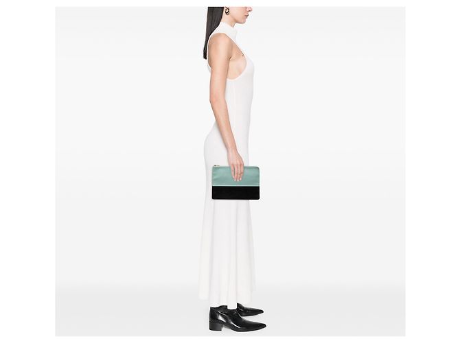 Céline Celine Blaue Bicolor Lammleder Solo Clutch Hellblau - Ansicht 7