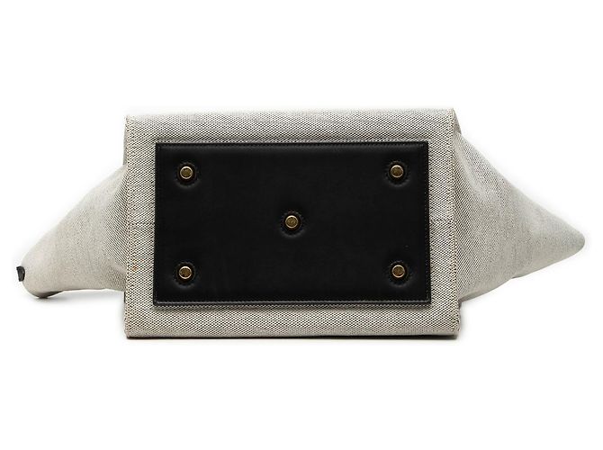 Céline Celine Graue kleine bicolor Canvas- und Kalbsleder-Krawattenknoten-Handtasche - Ansicht 3