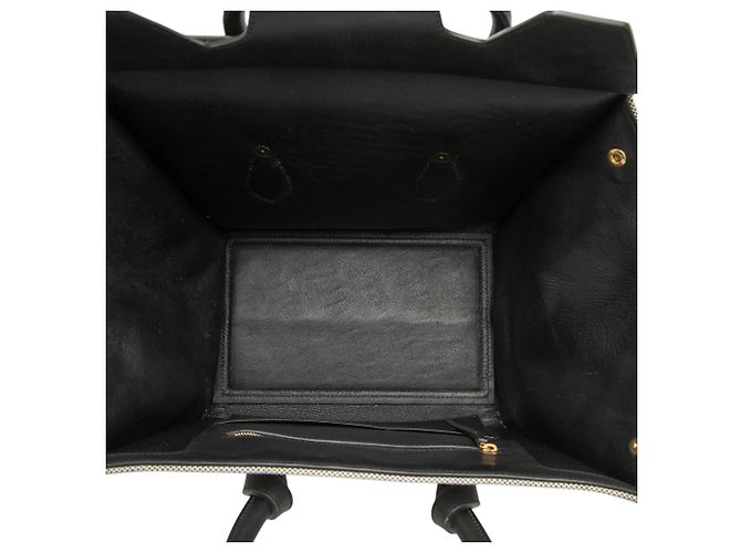 Céline Celine Graue kleine bicolor Canvas- und Kalbsleder-Krawattenknoten-Handtasche - Ansicht 4