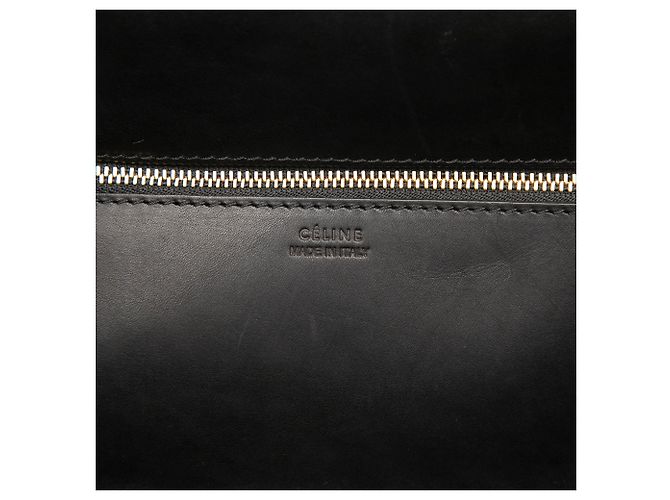 Céline Celine Graue kleine bicolor Canvas- und Kalbsleder-Krawattenknoten-Handtasche - Ansicht 5