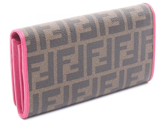 Fendi Zucca Bifold Langbörse Braun Schwarz Pink - Ansicht 2