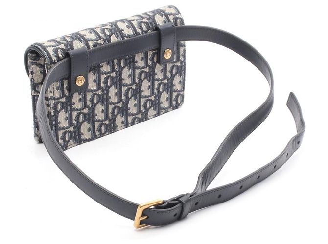 Borsa Saddle Christian Dior Beige Blu navy - vista 2