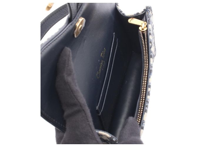 Borsa Saddle Christian Dior Beige Blu navy - vista 3