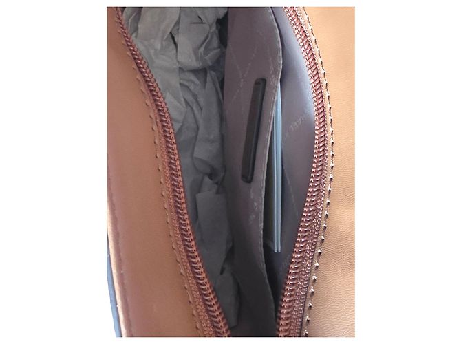 Borsa a Spalla Michael Kors Jet Set Travel in Tela Monogrammata Marrone Beige D'oro - vista 14
