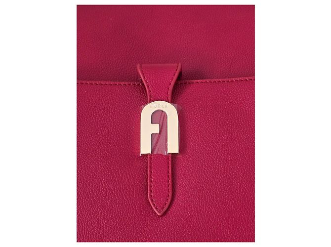 Furla rote Tasche aus genarbtem Leder Golden - Ansicht 2