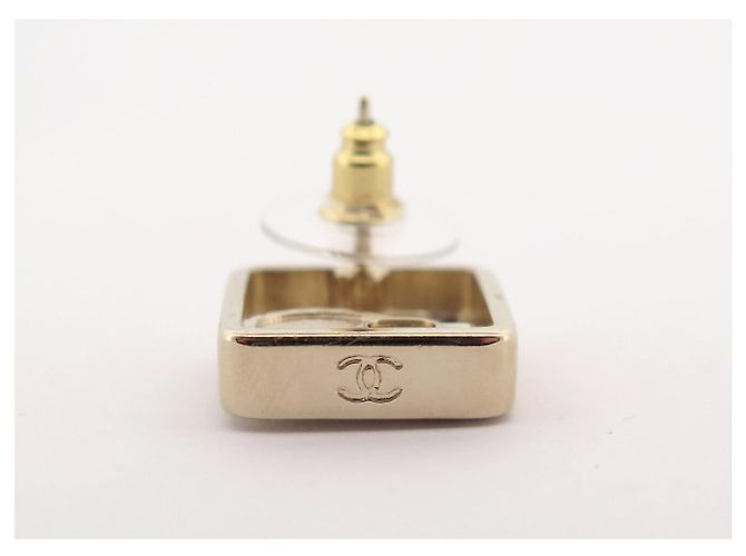 NUOVE ORECCHINI CHANEL LOGO CC QUADRATO NUM 5 STRASS PERLA D'oro - vista 5