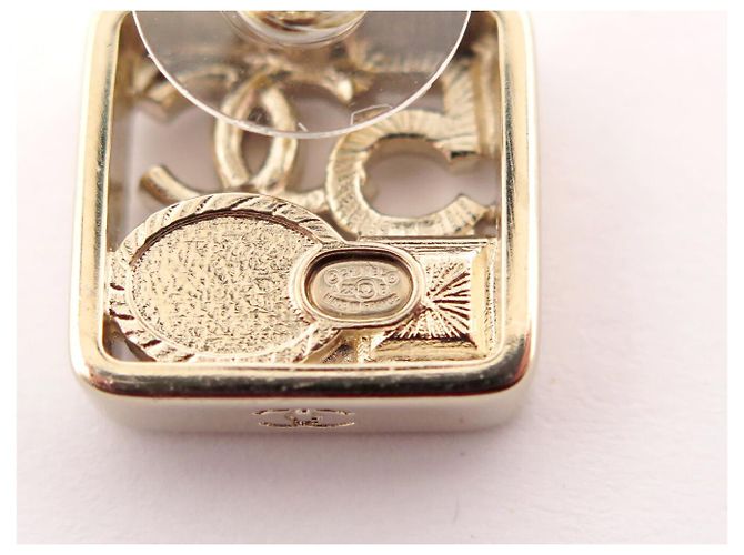 NUOVE ORECCHINI CHANEL LOGO CC QUADRATO NUM 5 STRASS PERLA D'oro - vista 6