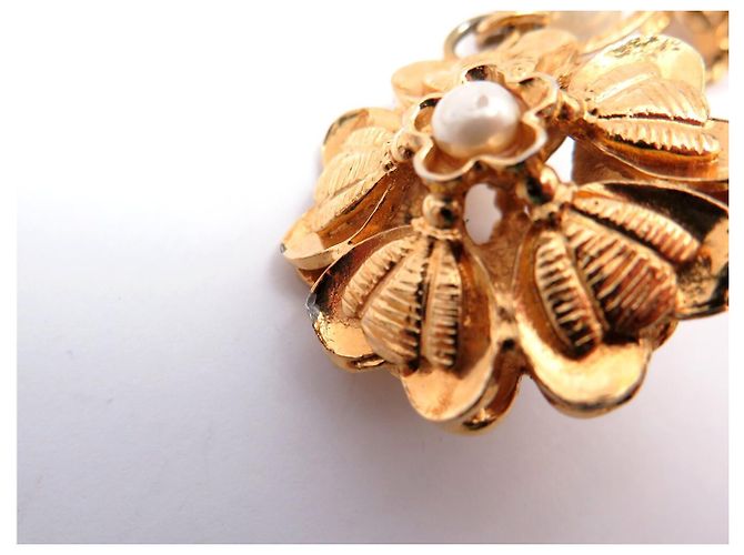VINTAGE CHANEL KETTE PERLEN IN KÄFIG GÜRTEL HALSKETTE PERLEN T110 Golden - Ansicht 10